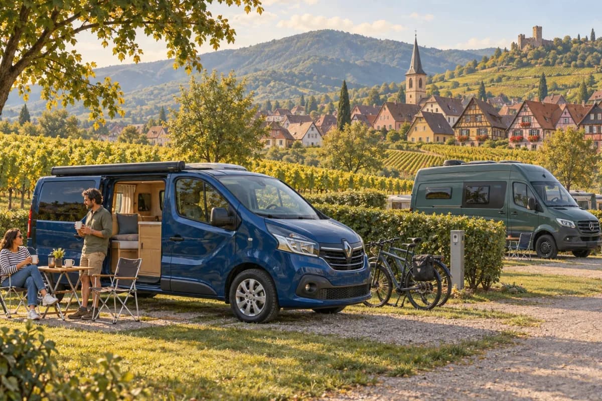 Photographie éditoriale d’un voyage en van entre Baume-les-Messieurs, Château-Chalon, Lods, dans l’esprit du Mag Label Vanlife.