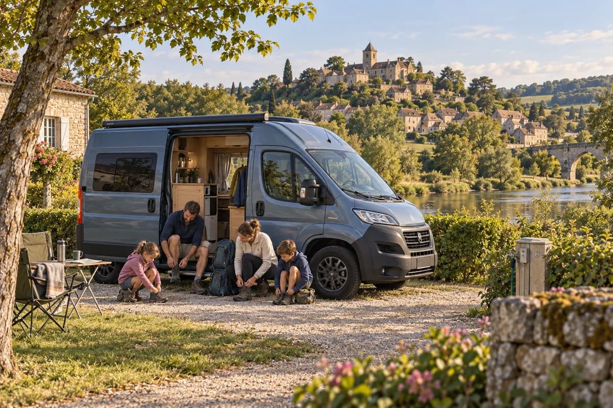 Photographie éditoriale d’un voyage en van entre Charroux, Montpeyroux, Semur-en-Brionnais, dans l’esprit du Mag Label Vanlife.