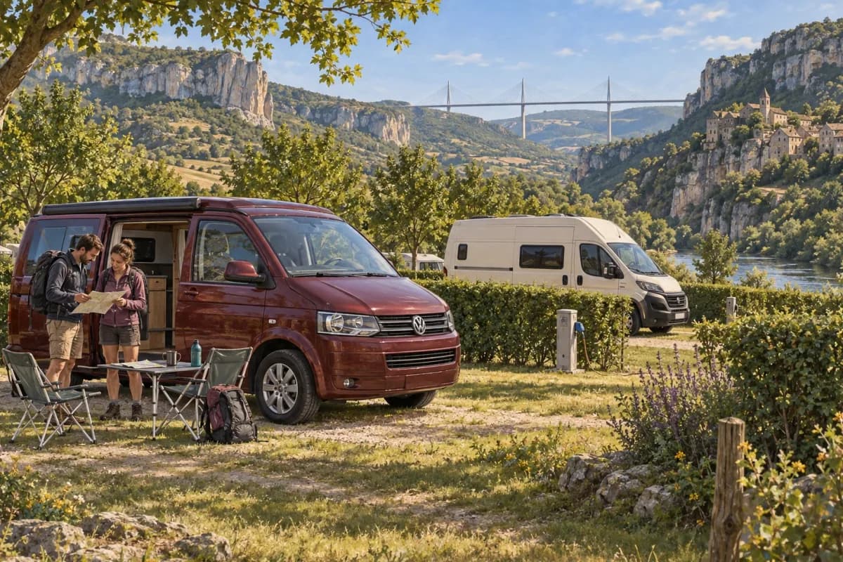 Photographie éditoriale d’un voyage en van entre Eus, Villefranche-de-Conflent, Evol, Prats-de-Mollo-la-Preste, dans l’esprit du Mag Label Vanlife.