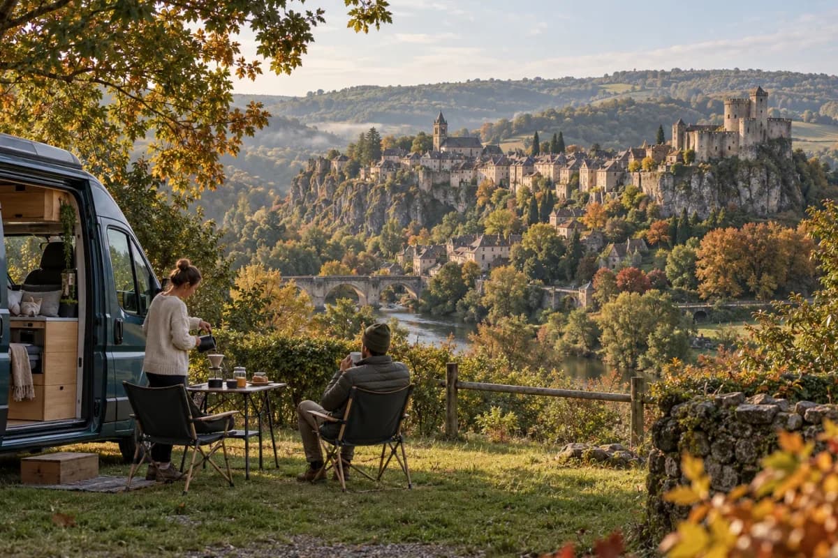 Photographie éditoriale d’un voyage en van entre Lautrec, dans l’esprit du Mag Label Vanlife.