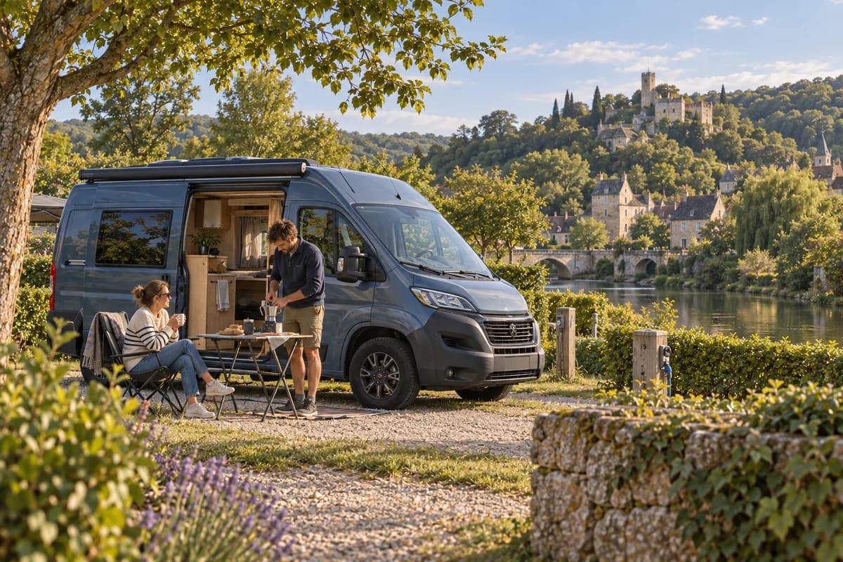 Photographie éditoriale d’un voyage en van entre Lavoûte-Chilhac, Lavaudieu, Blesle, Usson, dans l’esprit du Mag Label Vanlife.