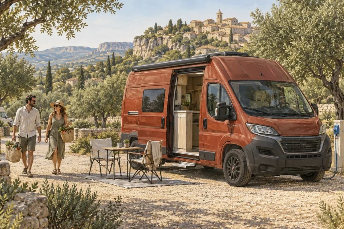 Photographie éditoriale d’un voyage en van entre Montbrun-les-Bains, Ansouis, Lourmarin, Les Baux-de-Provence, dans l’esprit du Mag Label Vanlife.